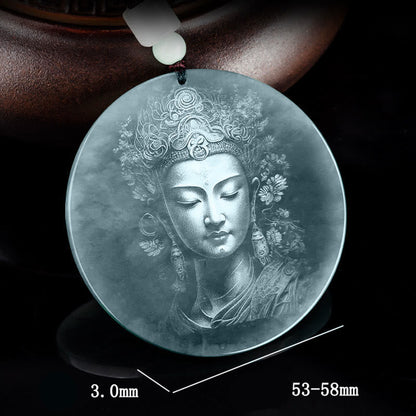Buddha Energy Necklace Kwan Yin Avalokitesvara Jade Abundance String Necklace Pendant