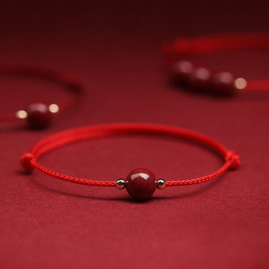 Ancient Tibetan Buddhist Red String Tradition  Natural Lucky Cinnabar Bead Blessing String Bracelet Anklet