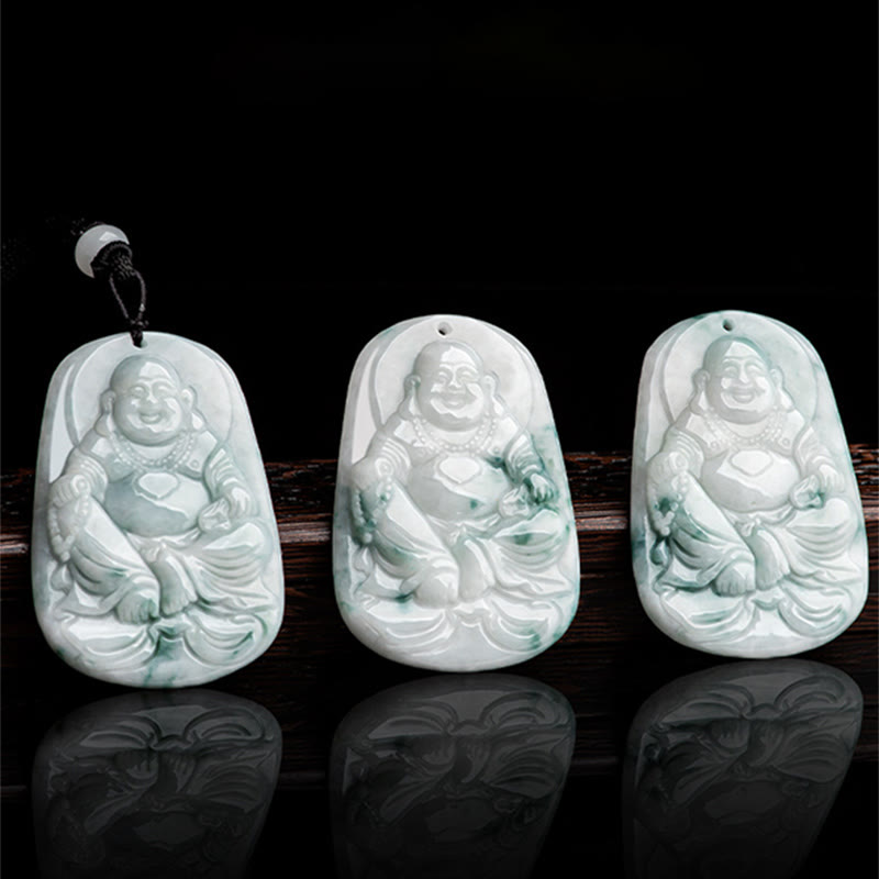 Buddha Energy Necklace Natural Jade Laughing Buddha Maitreya Buddha Luck String Necklace Pendant