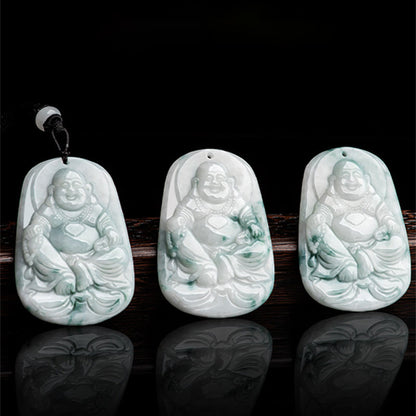 Buddha Energy Necklace Natural Jade Laughing Buddha Maitreya Buddha Luck String Necklace Pendant