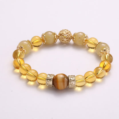 Golden Energy Citrine Wealth Solar Plexus Chakra (Third Chakra) Generosity Prosperity Beaded Bracelet