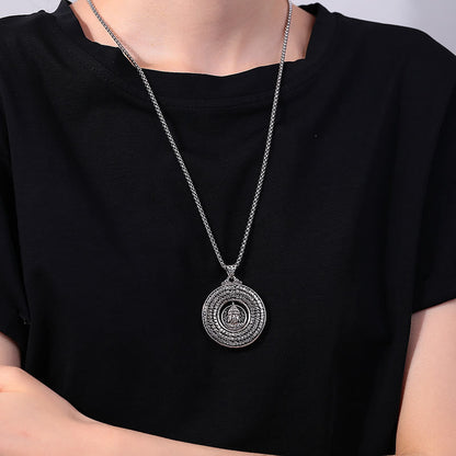 Buddha Energy Necklace Heart Sutra Buddha Carved Peace Buckle Design Serenity Rotatable Necklace Pendant