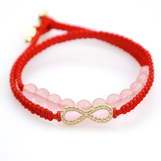 Ancient Tibetan Buddhist Red String Tradition  Tibetan Handmade Lotus Pink Crystal Soothing Red String Bracelet (Extra 30% Off | USE CODE: FS30)