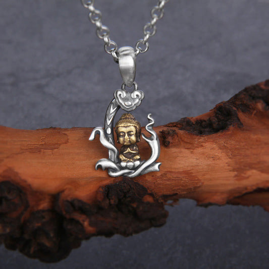 Spirituality 925 Sterling Silver Zen Buddha Ruyi Handle Compassion Necklace Pendant
