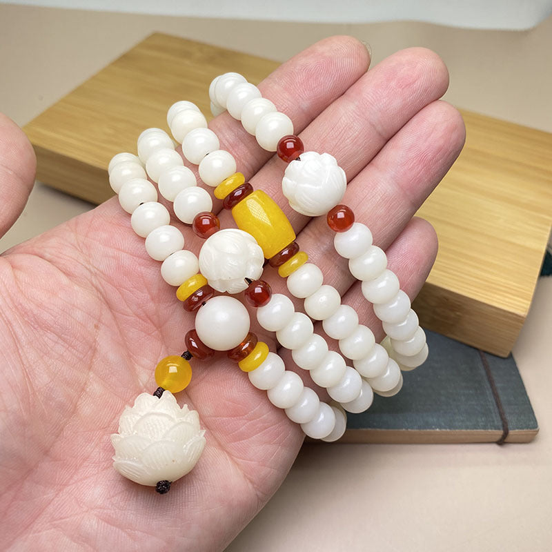 Spirituality Buddha Karma Lotus Bodhi Seed Mala 108 Beads Protection Bracelet