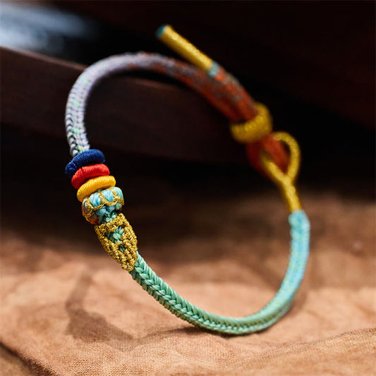 Ancient Tibetan Buddhist Red String Tradition  Colorful Rope Eight Thread Peace Knot Luck Handmade Bracelet