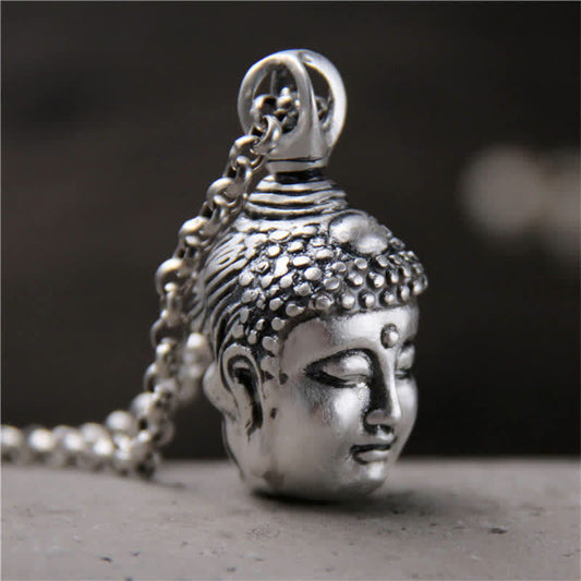 Spirituality 999 Sterling Silver Buddha Demon Serenity Necklace Pendant