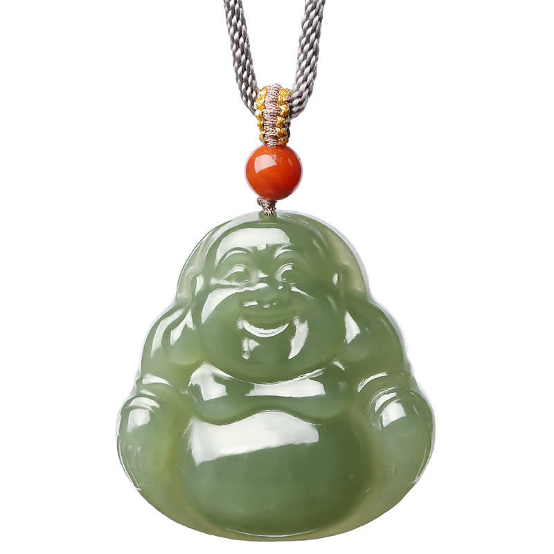 Buddha Energy Necklace Laughing Buddha Hetian Jade Abundance Necklace String Pendant
