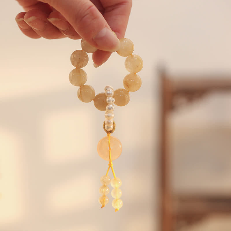 Golden Energy Citrine Wealth Solar Plexus Chakra (Third Chakra) Peace Buckle Prosperity Happiness Wrist Mala