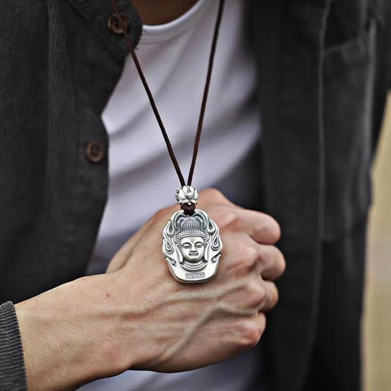 Buddha Energy Necklace Chinese Zodiac Natal Buddha Om Mani Padme Hum Lotus Compassion Necklace Pendant