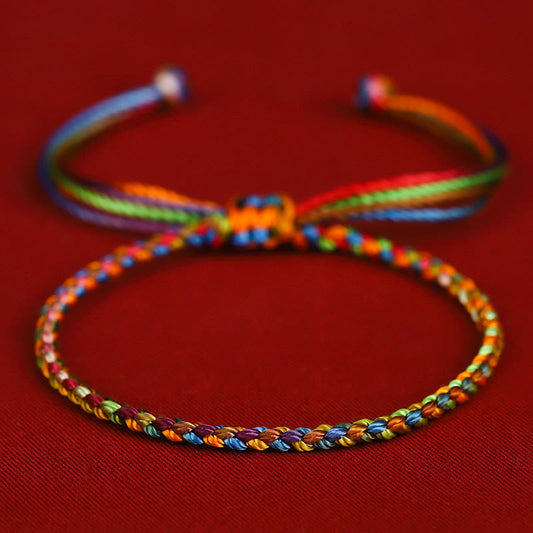 Ancient Tibetan Buddhist Red String Tradition  "May all your wishes come true" Lucky Multicolored Bracelet