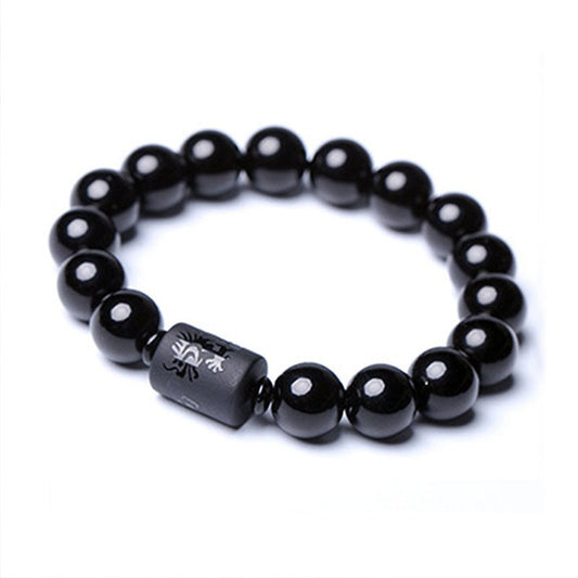 Spirituality Buddha Karma Soul Cleansing Black Obsidian Phoenix Dragon Bracelet