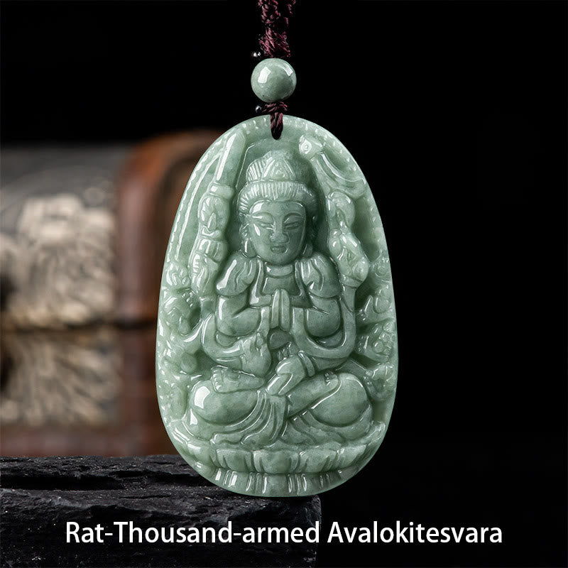 Buddha Energy Necklace Chinese Zodiac Natal Buddha Natural Jade Wealth Prosperity Necklace Pendant