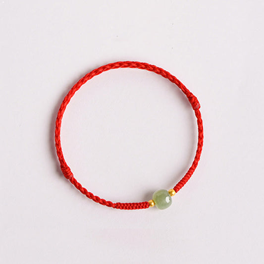 Jade  Handmade Jade Lucky Bead Prosperity Braided Bracelet