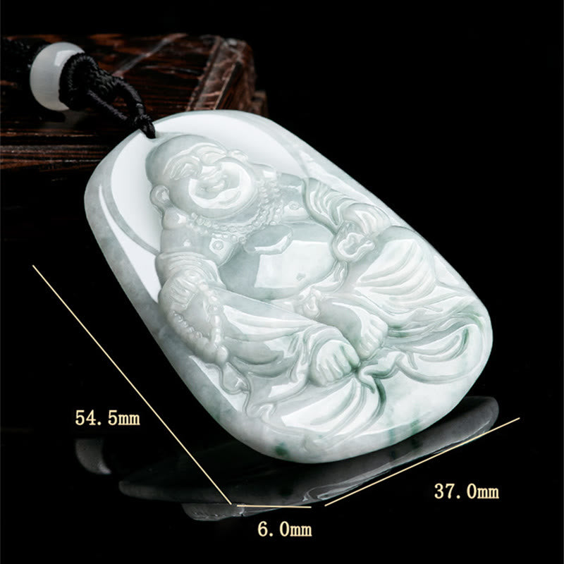 Buddha Energy Necklace Natural Jade Laughing Buddha Maitreya Buddha Luck String Necklace Pendant