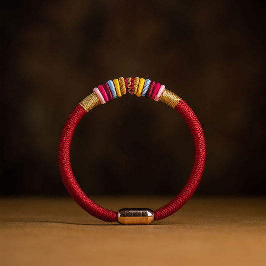 Ancient Tibetan Buddhist Red String Tradition  Tibetan Handmade King Kong Knot Protection Magnetic Buckle Braided Bracelet