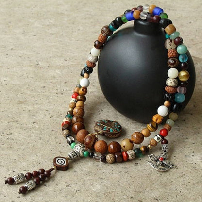 Spirituality Buddha Karma Tibet 108 Mala Beads Nine Palaces Bagua Bodhi Seed Yak Bone Vajra Harmony Bracelet