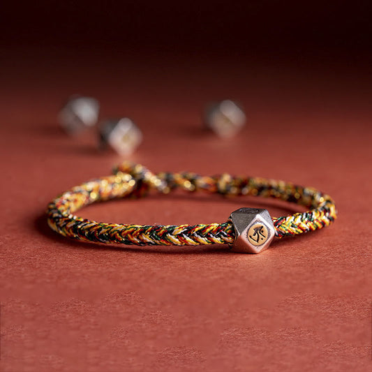 Ancient Tibetan Buddhist Red String Tradition  925 Sterling Silver Handmade Chinese Zodiac Natal Buddha Luck Protection Braided String Bracelet