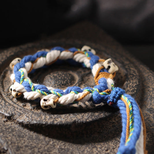 Ancient Tibetan Buddhist Red String Tradition  Tibetan Zakiram Goddess of Wealth Bead Engraved Handmade Luck Bracelet