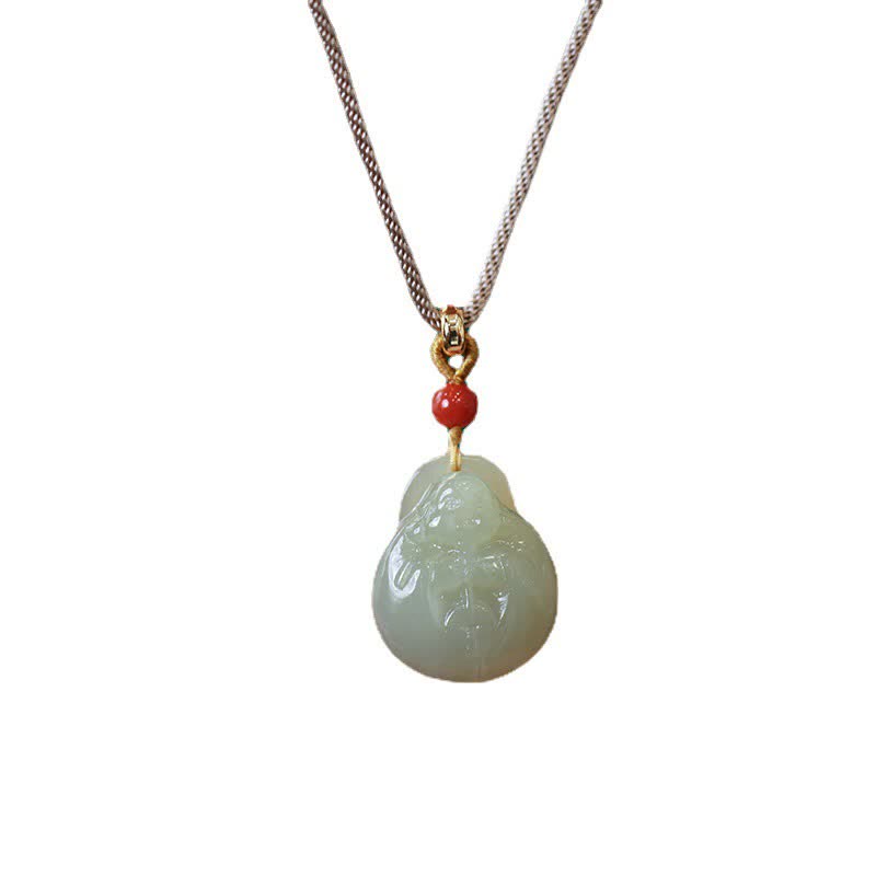Jade  Laughing Buddha Hetian Jade Wealth Prosperity String Necklace Pendant