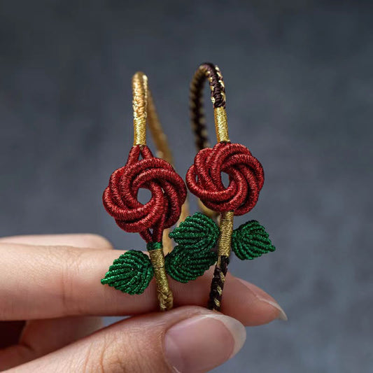 Ancient Tibetan Buddhist Red String Tradition  Rose Flower Rope Eight Thread Peace Knot Luck Handmade Bracelet
