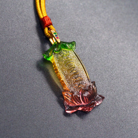 Spirituality Buddha Liuli Lotus Six Character Om Mani Padme Hum Peace Necklace