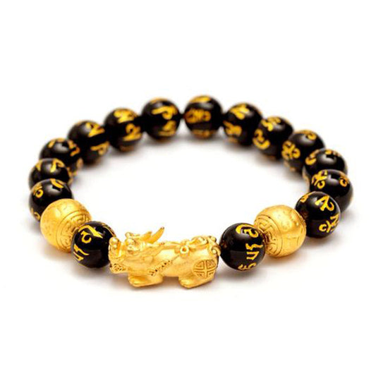 Spirituality Buddha Karma FengShui PiXiu Obsidian Wealth Bracelet