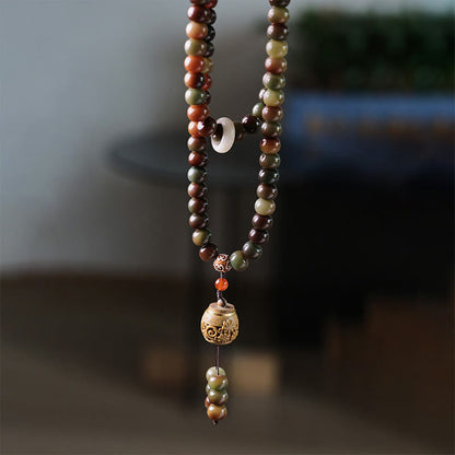 Spirituality Buddha Karma 108 Mala Beads Dunhuang Color Bodhi Seed Dzi Bead Keep Away Evil Spirits Bracelet