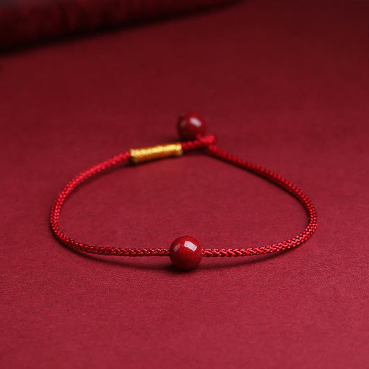 Ancient Tibetan Buddhist Red String Tradition  Natural Cinnabar Red Agate Blessing Red String Bracelet