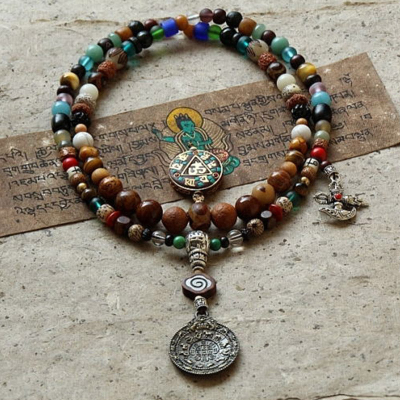 Spirituality Buddha Karma Tibet 108 Mala Beads Nine Palaces Bagua Bodhi Seed Yak Bone Vajra Harmony Bracelet