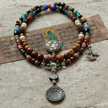 Spirituality Buddha Karma Tibet 108 Mala Beads Nine Palaces Bagua Bodhi Seed Yak Bone Vajra Harmony Bracelet