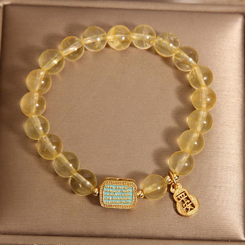 Golden Energy Citrine Natural Wealth Solar Plexus Chakra (Third Chakra) Five Scriptures Generosity Bracelet