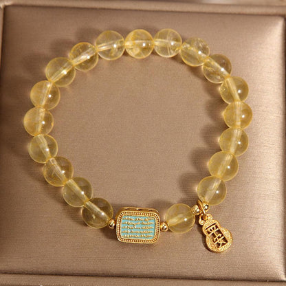 Golden Energy Citrine Natural Wealth Solar Plexus Chakra (Third Chakra) Five Scriptures Generosity Bracelet