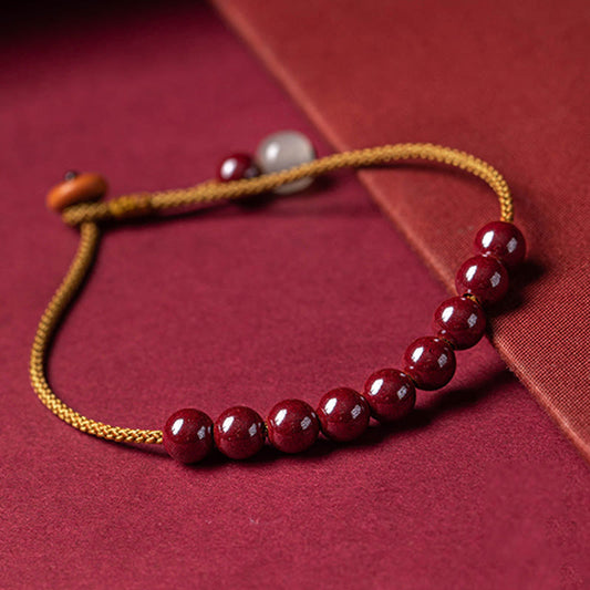 Ancient Tibetan Buddhist Red String Tradition  Natural Cinnabar Beaded Blessing Handmade Bracelet