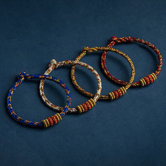 Ancient Tibetan Buddhist Red String Tradition  Tibet Handmade Chinese Zodiac Natal Buddha Luck Strength Braided String Bracelet