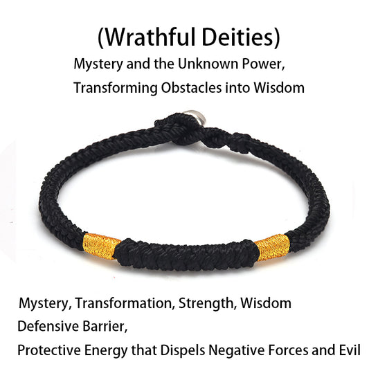 🖤 Wrathful Deities Black Tibetan Vajra Knot Braided Bracelet | Mystery, Strength, and Wisdom