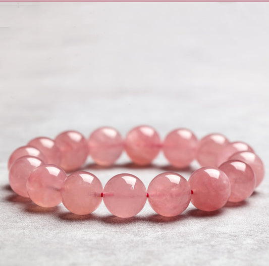 N002 Natural Rose Quartz Crystal Bracelet - Enhance Energy and Balance Heart Chakra