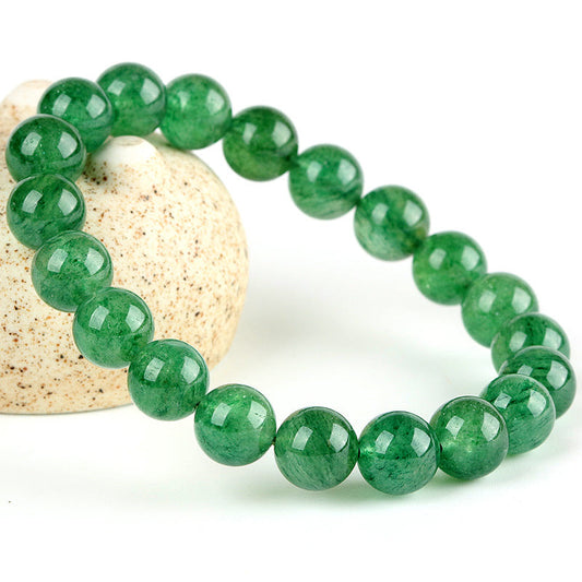 N017 Natural Green Strawberry Quartz Crystal Bracelet : Heart Chakra Healing, Emotional Balance, Inspiration, Confidence Boost, and Clearing Negative Energy