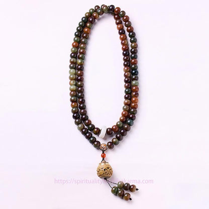 Spirituality Buddha Karma 108 Mala Beads Dunhuang Color Bodhi Seed Dzi Bead Keep Away Evil Spirits Bracelet