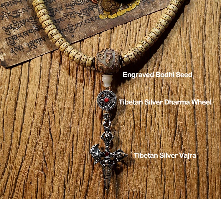 Spirituality Buddha Karma Tibet 108 Mala Beads Bodhi Seed Cross Vajra Dharma Wheel PiXiu Wealth Bracelet