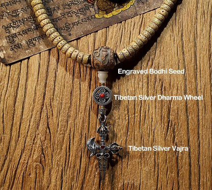 Spirituality Buddha Karma Tibet 108 Mala Beads Bodhi Seed Cross Vajra Dharma Wheel PiXiu Wealth Bracelet