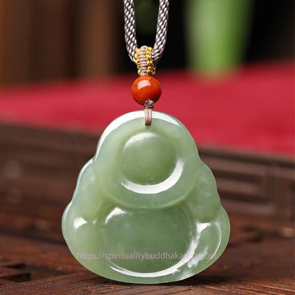 Buddha Energy Necklace Laughing Buddha Hetian Jade Abundance Necklace String Pendant