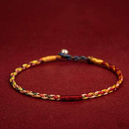 Ancient Tibetan Buddhist Red String Tradition  Handmade Five Color Thread Luck Couple Child Adult Bracelet