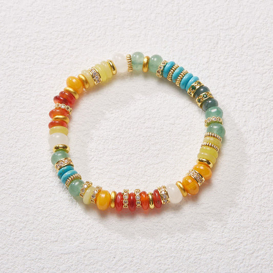 Jade  Natural Red Agate Jade Rainbow Confidence Bracelet