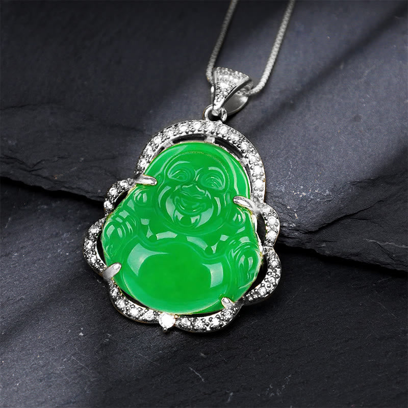 Jade  Good Luck Laughing Buddha Necklace