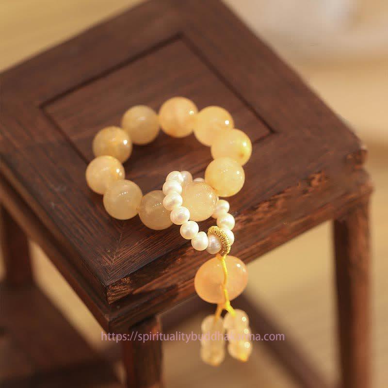 Golden Energy Citrine Wealth Solar Plexus Chakra (Third Chakra) Peace Buckle Prosperity Happiness Wrist Mala