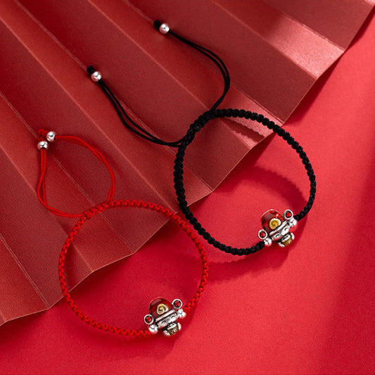 Ancient Tibetan Buddhist Red String Tradition  God of Wealth Handmade Thread Luck Strength Braid Bracelet