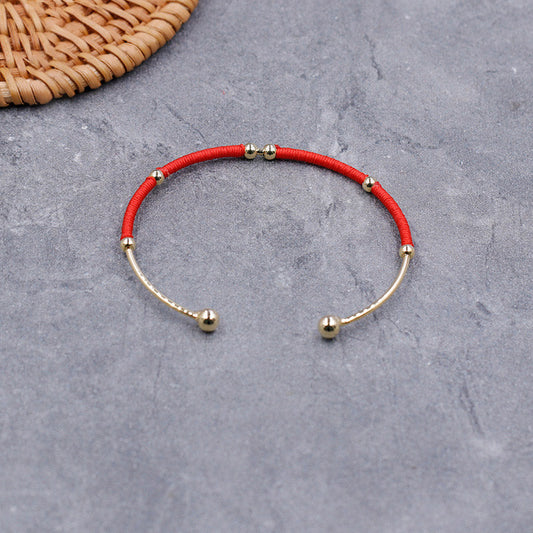 Ancient Tibetan Buddhist Red String Tradition  Red String Blessing Protection Cuff Bracelet