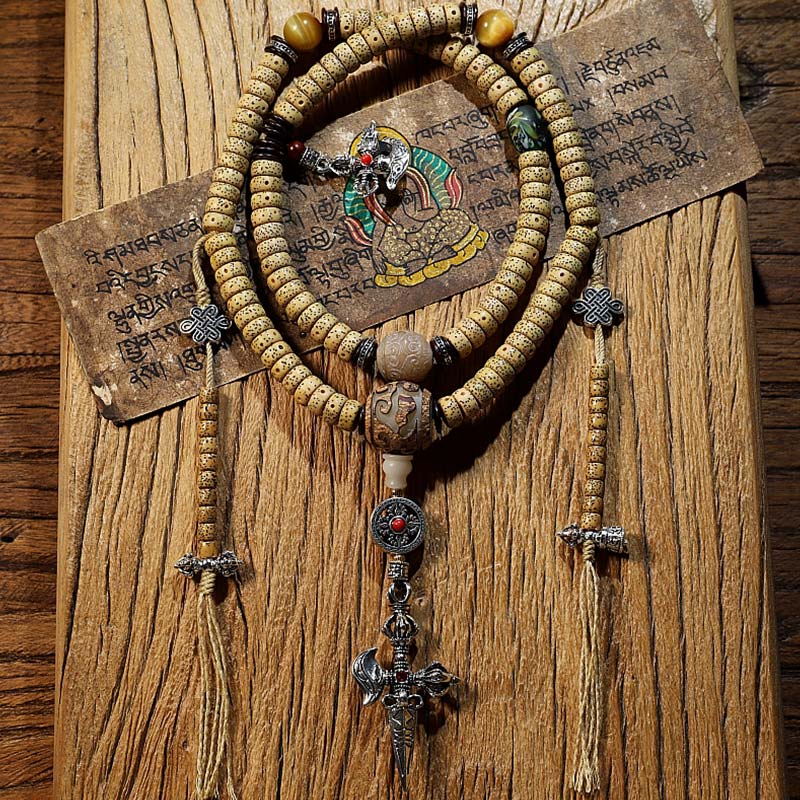 Spirituality Buddha Karma Tibet 108 Mala Beads Bodhi Seed Cross Vajra Dharma Wheel PiXiu Wealth Bracelet