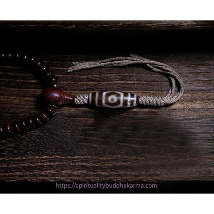 Spirituality Buddha Karma Natural Tibet 108 Mala Beads Purple Bodhi Seed Three-eyed Dzi Bead Copper Dorje Harmony Bracelet